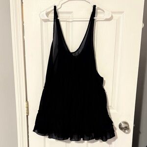 Black Sheer Sleeveless Ruffle Dress